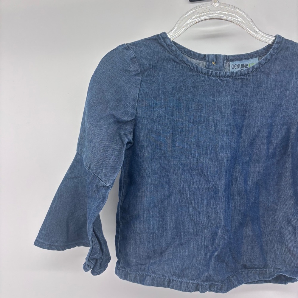 Genuine‎ Kids OshKosh Denim Blouse Top Girls 2T Bell Sleeves Buttons